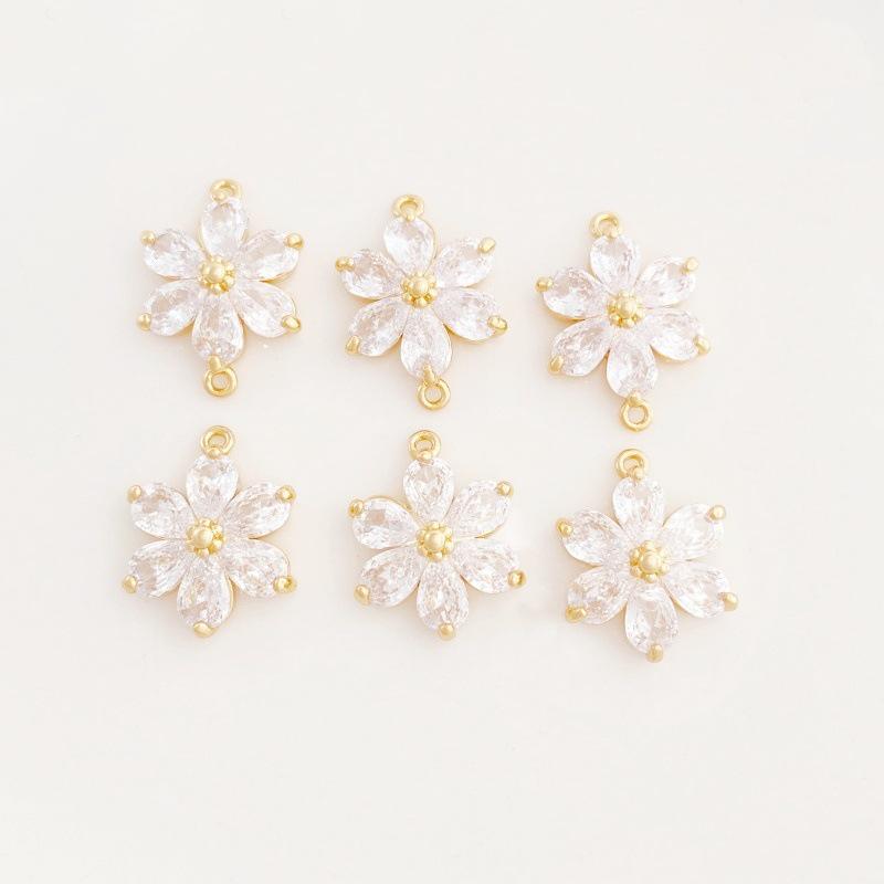 Zirconium Five-Petal Sunflower Pendant for DIY Bracelet/Necklace