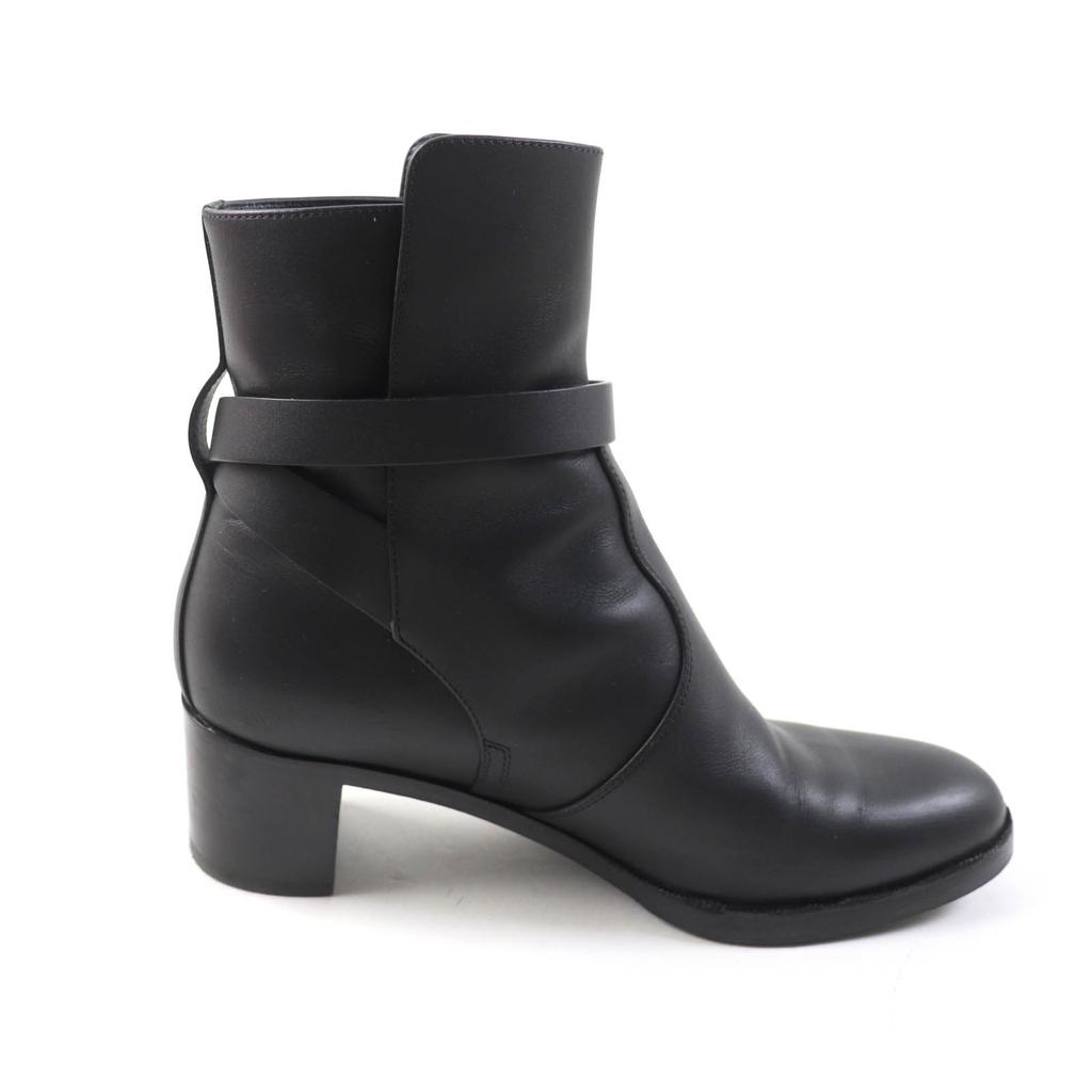 Great HERMES Short Boots Saint Germain Kelly Buckle Black Leather Women 36 Used