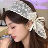 New Vintage Pastoral Lace Hair Band White Lace Bow Wrap Sweet Headband Elegant Embroidery Ribbon Headband Wedding Accessories