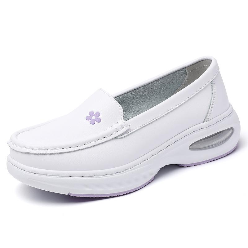 

Женские рабочие туфли для медсестер на платформе, удобные дышащие нескользящие кроссовки, повседневная кожаная обувь для медсестер, легкие прогулочные мокасины для женщин 41