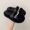 ins fluffy slippers women's autumn and winter wear 2025 new Internet celebrity fluffy plush thick bottom heightened one-word cotton tow
