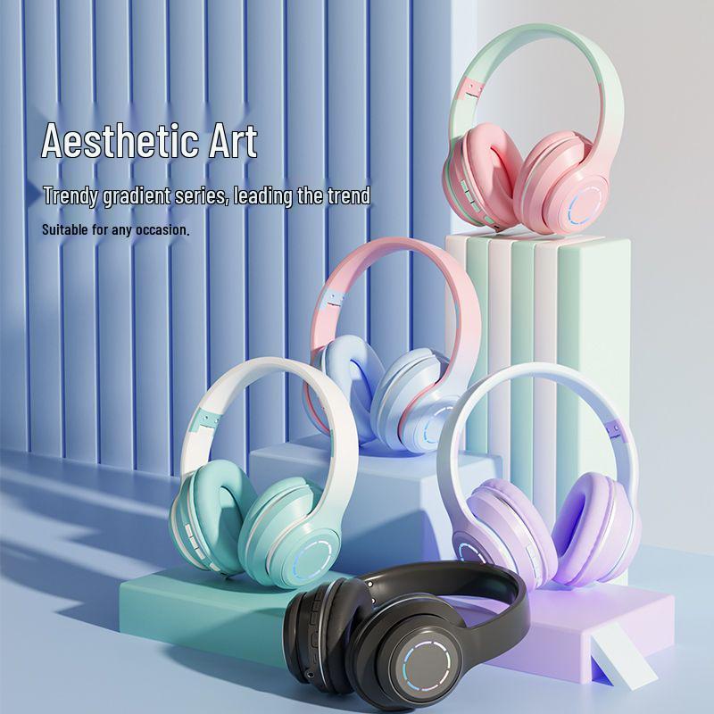 Over-ear Wireless Noise-Cancelling Bluetooth Gaming Headset with Heavy Bass, Compatible with Apple and Huawei Phones