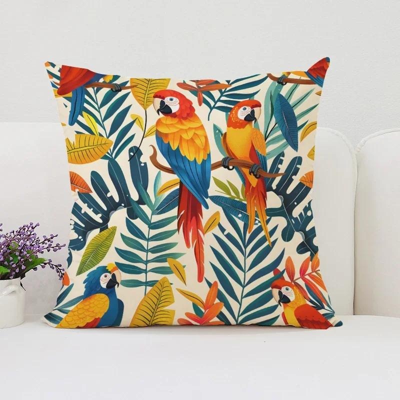 Наволочка с попугаями _ Чехол для наволочек Декоративная роскошная наволочка Наволочки для подушек Домашний декор(5) 30x30cm