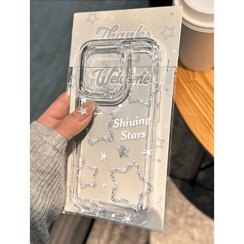 

Silver Line Star iPhone Case for 15/14/13/12 Pro Max/11/XR/XS - Soft & Cute for Women iPhone 11 Pro Max