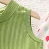 Hong Kong Style Girls' Polka Dot Straight-Leg Pants & Sleeveless Crop Top Set