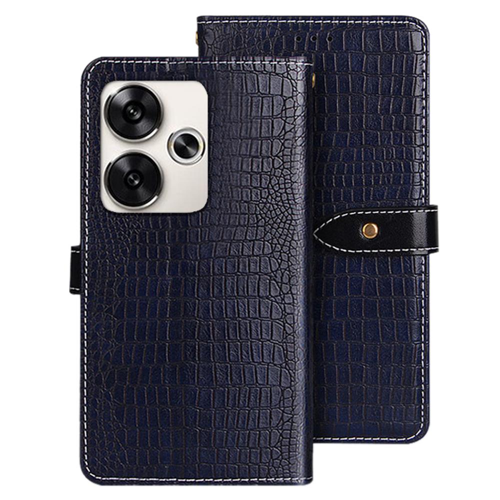

IDEWEI For Xiaomi Poco F6 5G/Redmi Turbo 3 5G Case PU Leather Crocodile Texture Wallet Phone Cover Blue