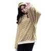 2025 Women's Korean Style Color Block Retro Stripe Hoodie - Spring/Autumn Casual Loose Fit