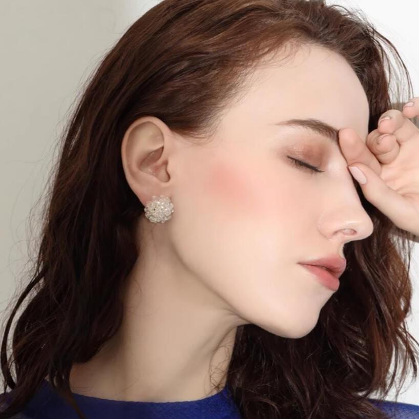 Elegant Crystal Earrings: Unique Design, Silver Needle Studs for Women - Versatile, Exquisite, High-End Accessories