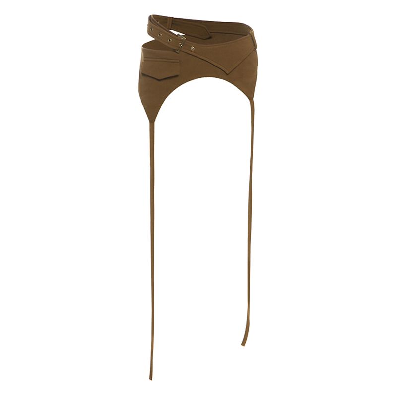 

# Sisjuly# High Street Cool Girl Trend Frontier Dope Hollow Ribbon Skirt Women Pin Buckle Design All-Match Belt Brown S