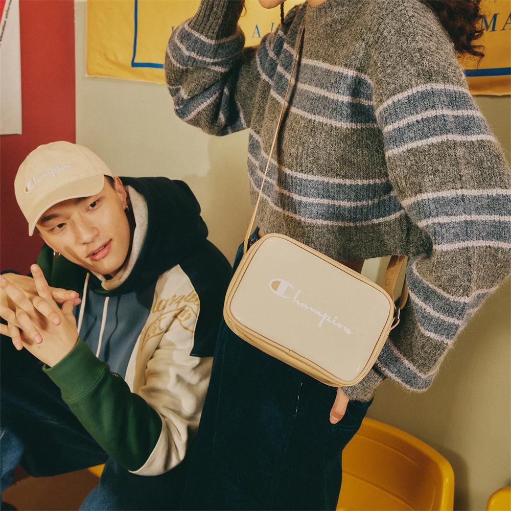 New Champion Polyvinyl Chloride Crossbody Bag Medium Size Unisex Black U3AACPU10