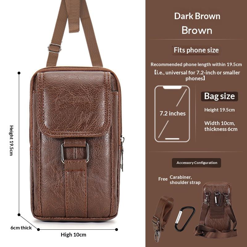 Men's Mobile Phone Waist Bag Outdoor Work Chest Bag PU Cigarette Case Key Chain Wear Belt Backpack Sport Hiking Portable Satchel