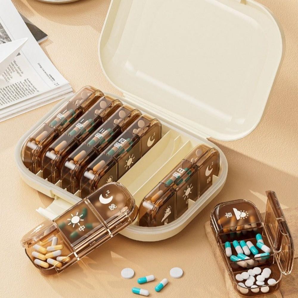 21-Compartment Medicine Dispenser Sealed Weekly Pill Organizer Pill Box Medicine Repackaging