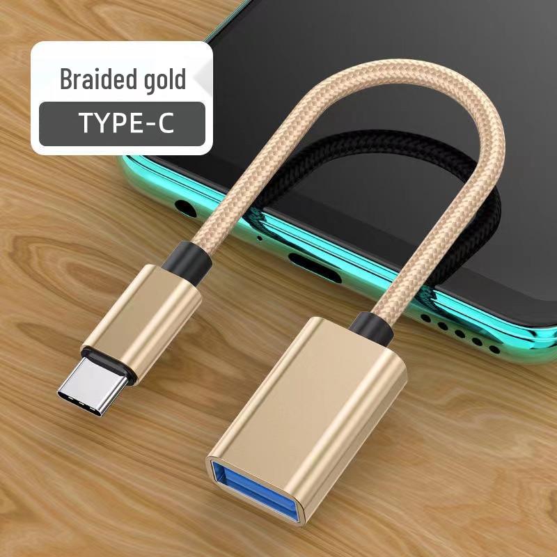 OTG Type-C To USB 2.0 Female Adapter Cable for Fast Charging & Data Transfer