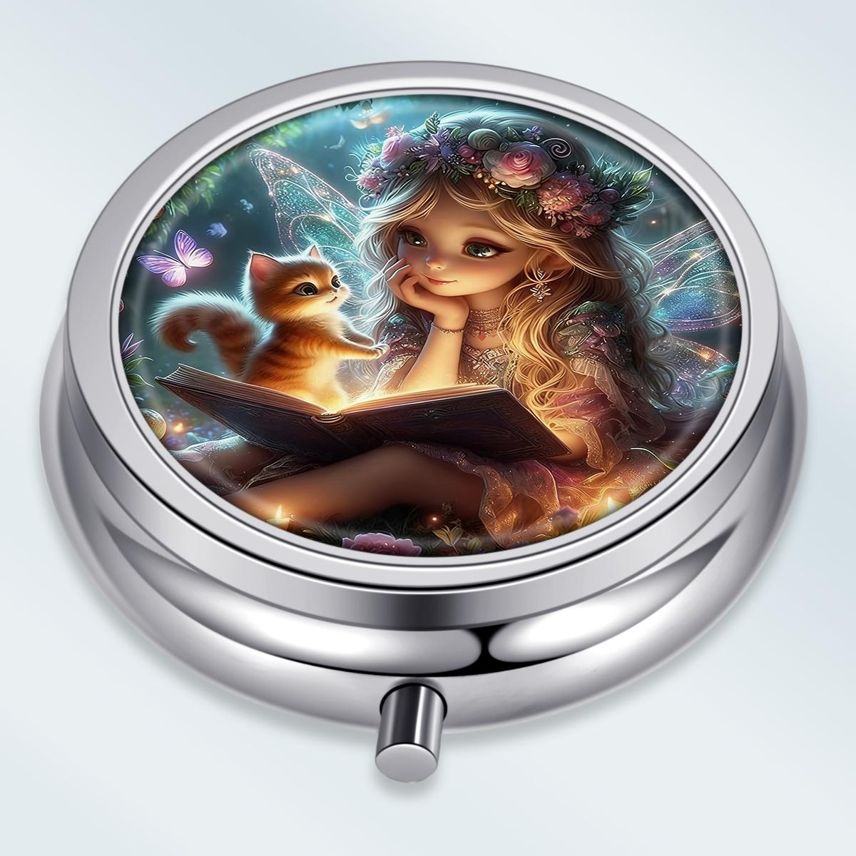 

Portable Pill Box with 3 Compartments, Mini Metal Medicine Organizer Case, Cute Printed Pill Container for Vitamins, Pills, Jewelry, Travel, Daily Use різнокольоровий