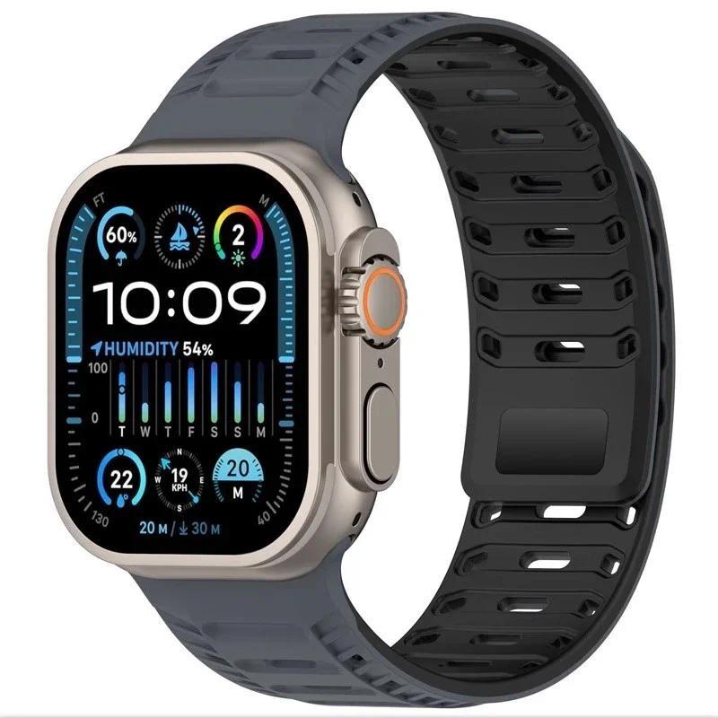 Silicone Magnetic Bands Loop Strap for Apple Watch 49mm 46mm 45mm 44mm 42mm For iWatch Series 11 10 9 8 7 6 5 4 3 2 SE 3 Ultra 3