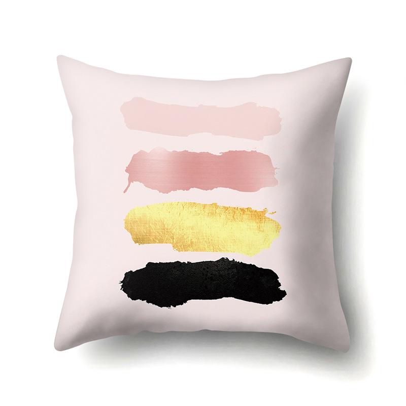 Polyester Pillowcase Marble Nordic Ins Style Geometric Printed Peach Leather Velvet Living Room Sofa Pillowcase