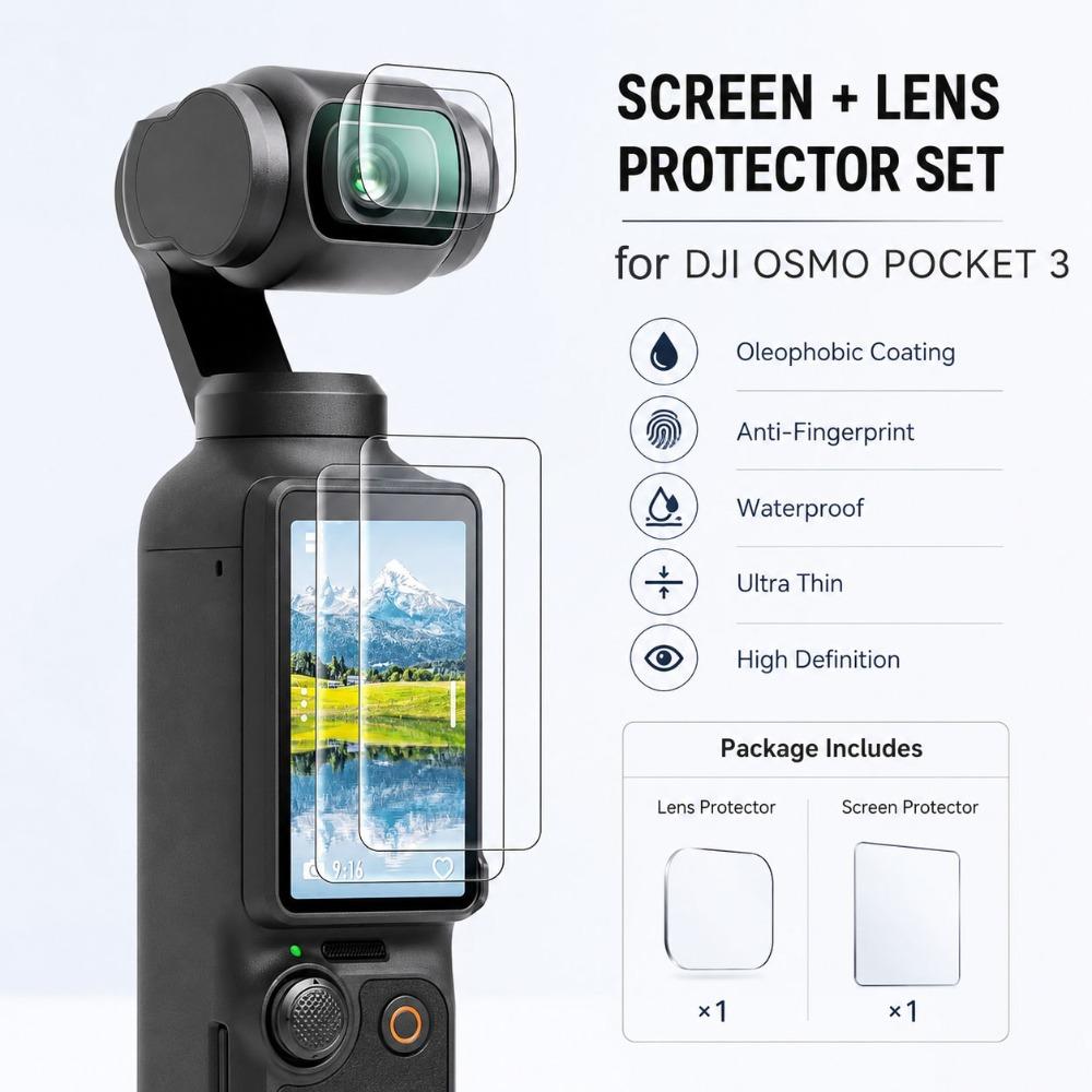 10PCS HD Anti Scratch Tempered Glass Screen & Lens Protector Films For DJI OSMO Pocket 3 4 Gimbal Camera Protective Accessories