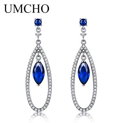 Blue Sapphire Drop Earrings Gemstone Dangle Earrings Anniversary Birthday Valentine's Day Jewelry Gifts for Women Wife Her Girls