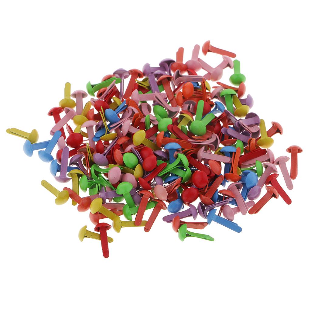 200 Pieces Mini Round Fasteners Metal Brads Paper Fasteners Scrapbooking Embellishment