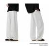 Men's Hong Kong Style Loose Knit Sweatpants: Casual Straight Leg Drawstring, Floor Length, Wide Leg, for Spring and Autumn