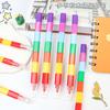 Creative Seven Color Multi Section Splicing Building Block Crayon For Student Art Drawing Graffiti