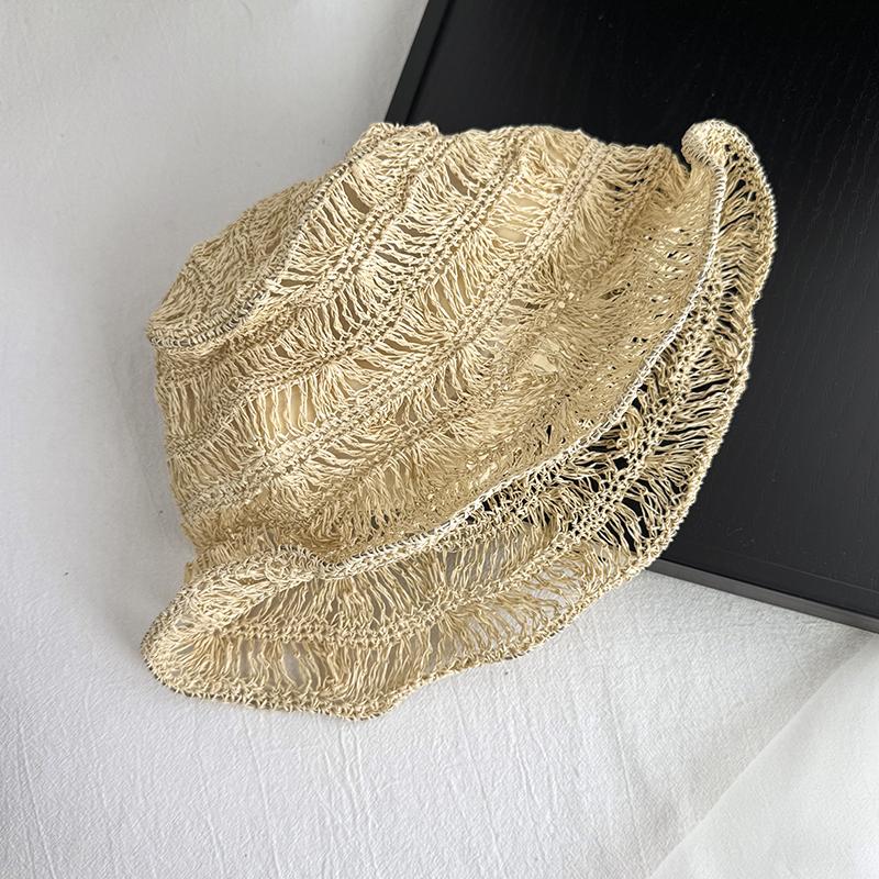 USPOP Women’s Foldable Straw Bucket Hat Summer Sun Hat with Shapeable Brim Breathable Hollow Out Crochet Beach Hat