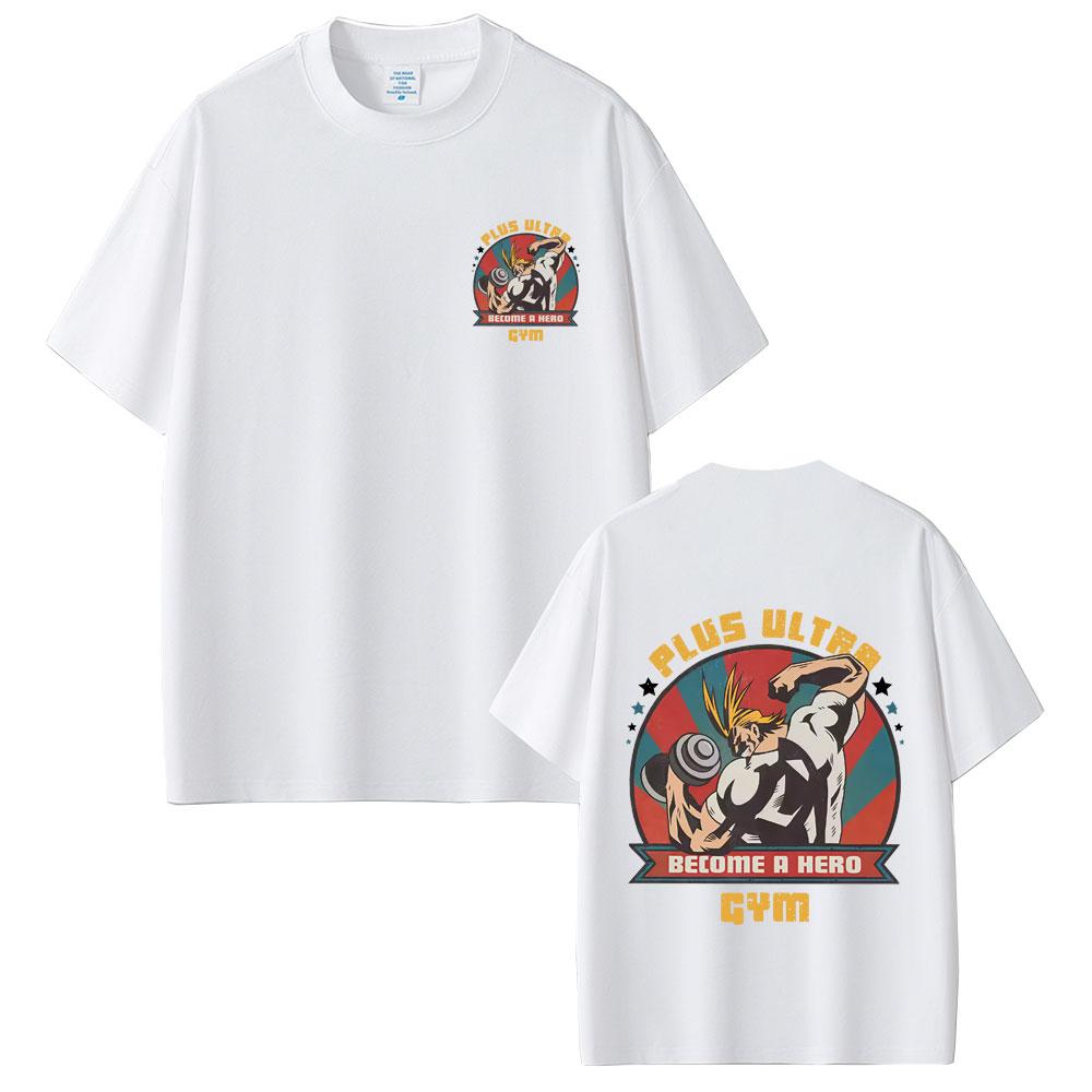 Anime My Hero Academia All Might Plus Ultra Gym Graphic Tshirts Unisex Women Fitness Casual Cotton Y2K Tee Male Vintage Streetwear