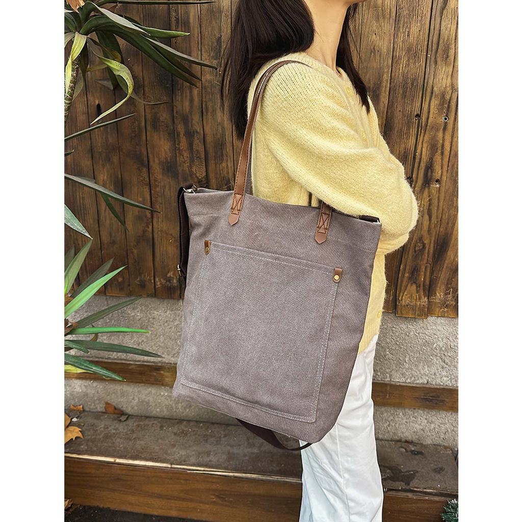 Frühling 2026 Neue einfarbige Leinwandtasche mit großem Fassungsvermögen für den täglichen Weg zur Schule für Studenten, Langlebig, Beliebt, Vielseitig, Retro