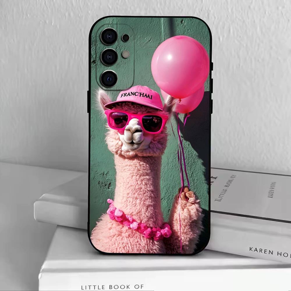 D-Cute Alpaca Phone Case For Samsung S25,S24,S21,S22,S23,S30,Ultra,S20,Plus,Fe,Soft Silicone Black Cover