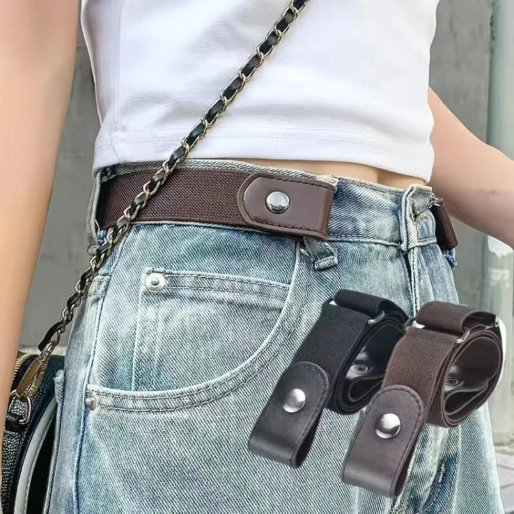 2 teile/satz Keine Schnalle Elastischen Gürtel Für Frauen Männer Unisex Stretch Gürtel Für Hosen Jeans Casual Schnalle Frei Einstellbar Unsichtbare gürtel