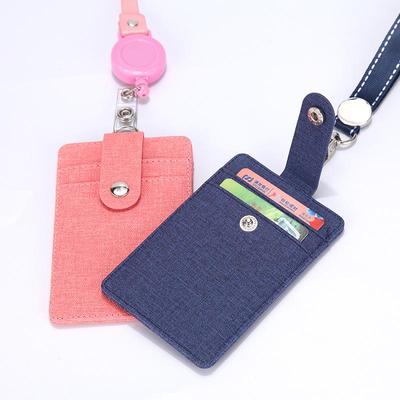 Retractable PU Badge Holder with Lanyard for ID & Access Cards