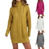 Women's Fall And Winter Knitted Long-Sleeve Turtleneck Cable-Knit Slim-Fit Sweater Dress