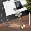 Fashion Temperament Simple Necklace Female Flower Crystal Diamond Decoration Long Sweater Chain Versatile Clothing Accessories