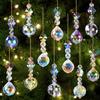 12-Piece Christmas Crystal Ball Ornaments - Colorful Prism Glass Decorations for DIY Tree Crafting.