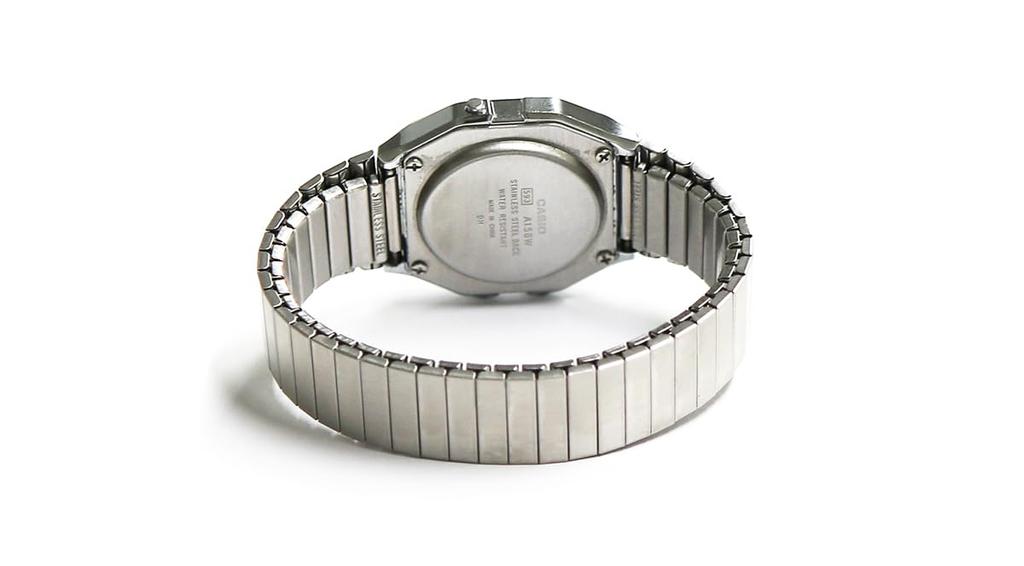 Cheap Casio A158 A159 A168 Etc Compatible Stainless Steel Expansion Belt Band Bellows Type Elastic Belt Ca-s5 (18mm (M Size), Silver)