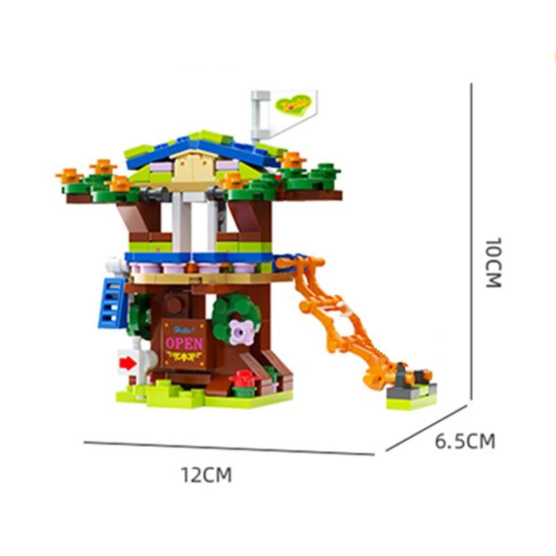 6In1 New Tree House Treehouse Blocks Girls' Castle Room Climb Slide Classic Model Building Blocks Sets Bricks Kid Gift Toys City