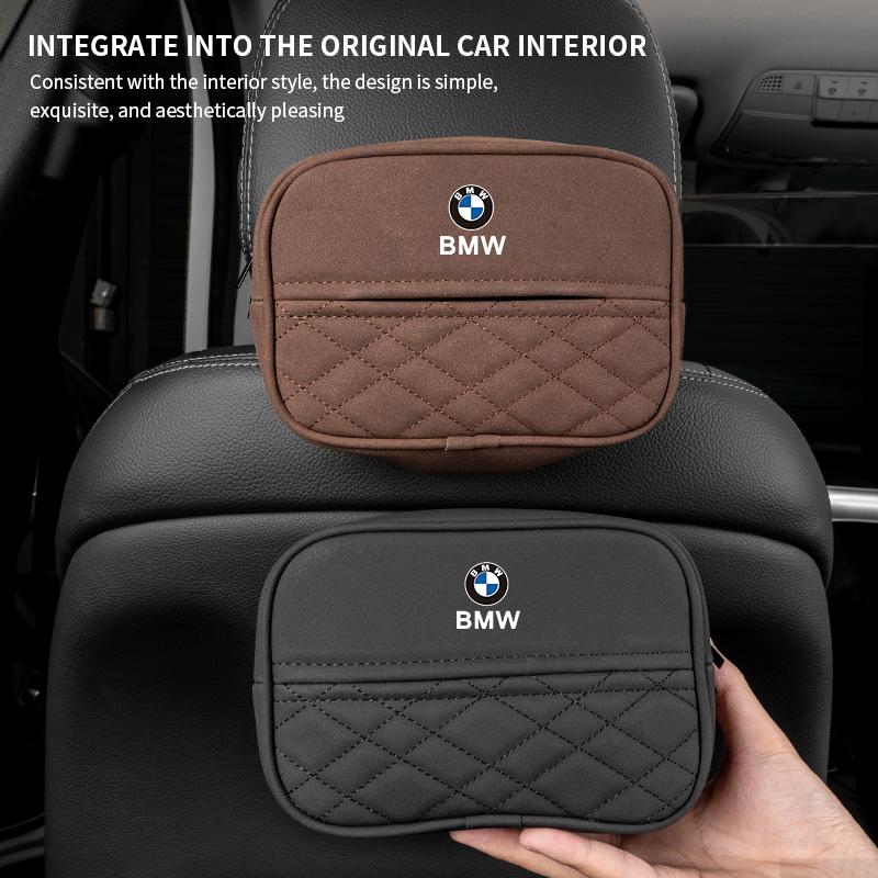 BBJC4 BMW Car Tissue Box Seat Back Hanging Storage Bag Carton sticker For F30 X2 X4 E90 F20 E36 E87 E92 E91 X3 X1 E28 E46 E60 E70 E39
