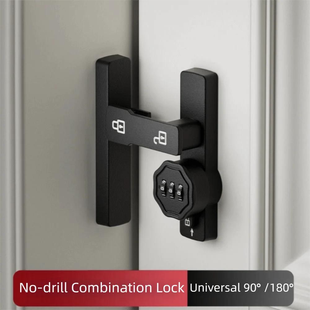 Zinc Alloy Password Lock 90/180 Degree Mechanical Password Sliding Door Lock High-Security Luminous Sign Door Bolts