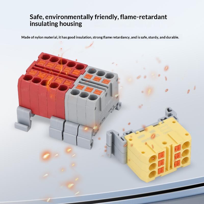 Splicing Din Rail Push In Spring Terminal Block, Multi Input Multi Output Wire Connector, Quick Connection Terminal Block