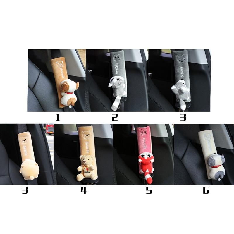 Comfortable Soft Car Seat Cover Cute Animal Pink Cat Auto Seat Belts Covers Plush Shoulder Car Accessories