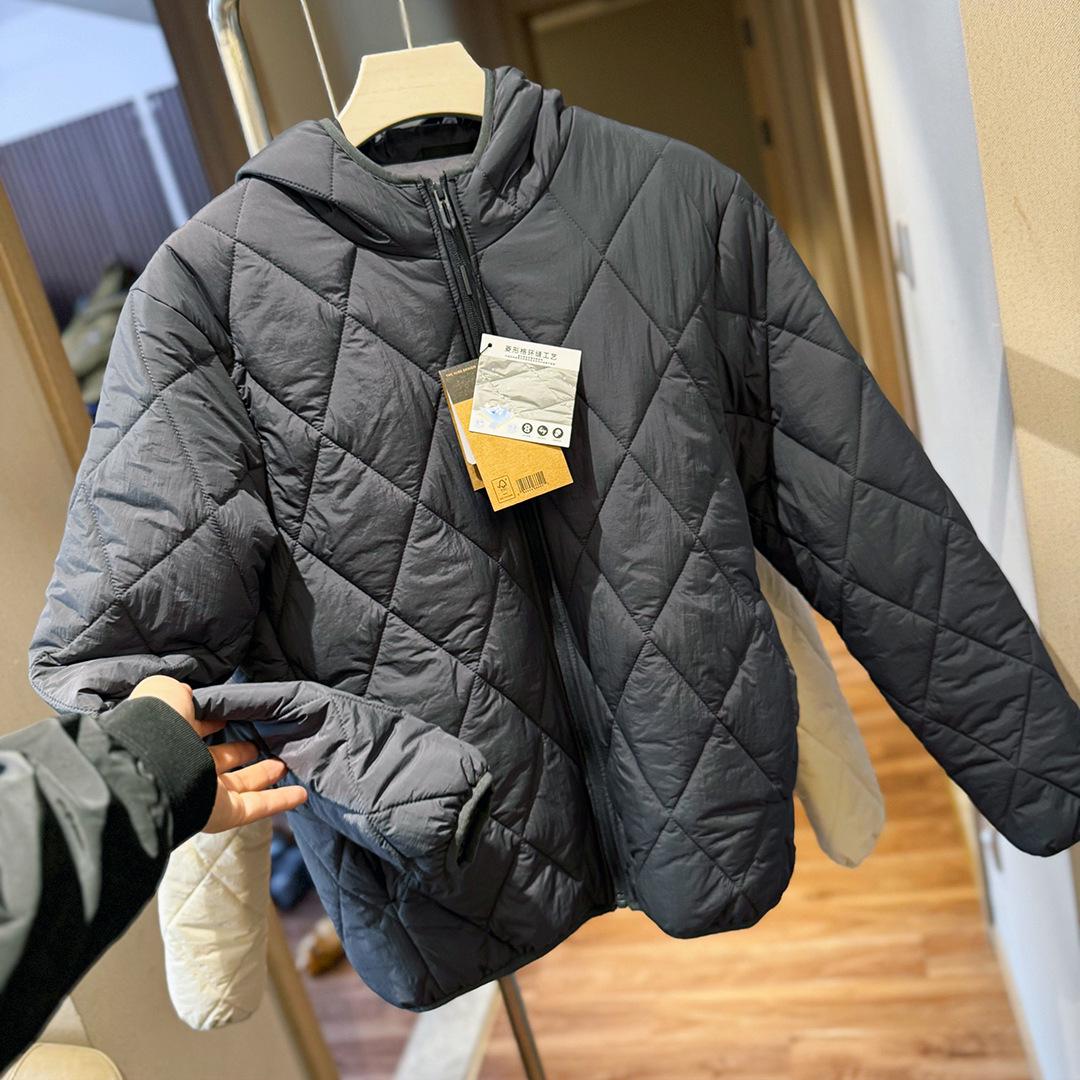 

Cozy Quilted Mulberry Silk Hooded Jacket - Japanese Retro Autumn/Winter Style 4XL (180-200 jin) сірий колір