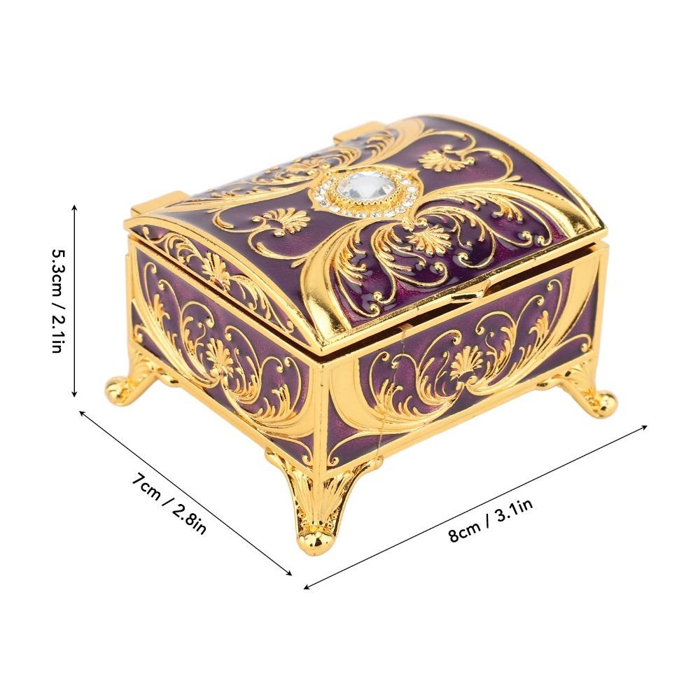 Sparkling Rhinestones Metal Jewelry Box Rectangular Treasure Chest Box  For Women