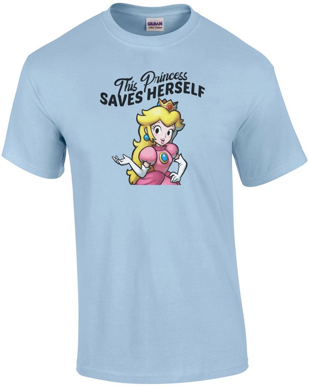 This Princess Saves Herself - Feminist T-shirt - Super Mario Bros T-shirt S