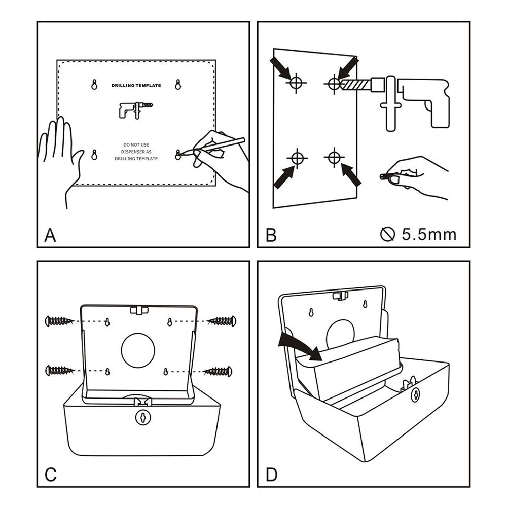 Wall-mounted Bathroom Tissue Dispenser Tissue Box Holder for Multifold Paper Towels
