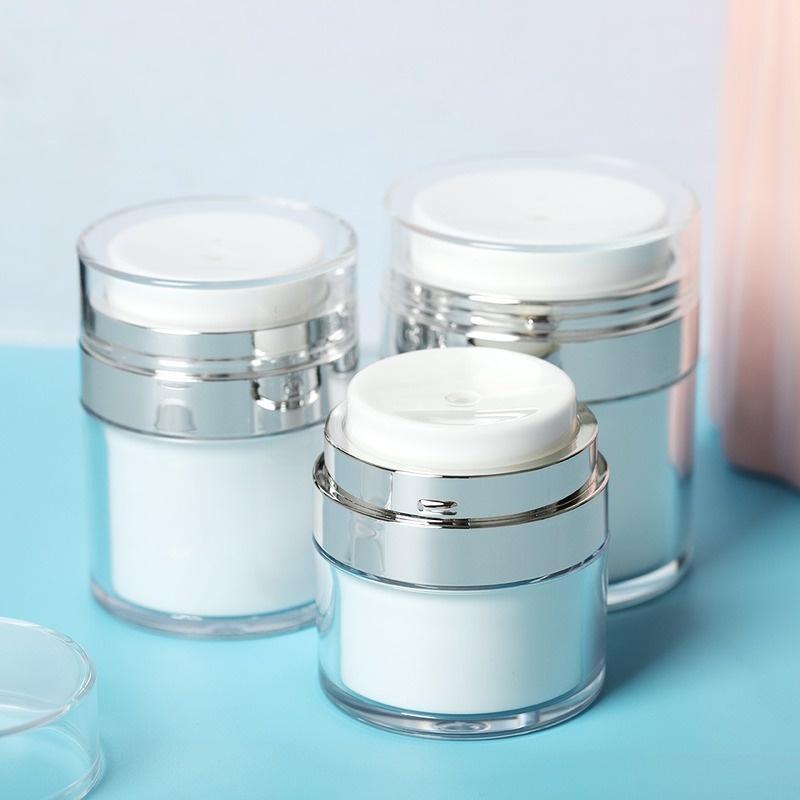 1Pc 15g Airless Pumpe Glas Leere Acryl Creme Flasche Nachfüllbar Kosmetische Einfach Zu Bedienen Container Tragbare Reise Make-Up werkzeuge LM