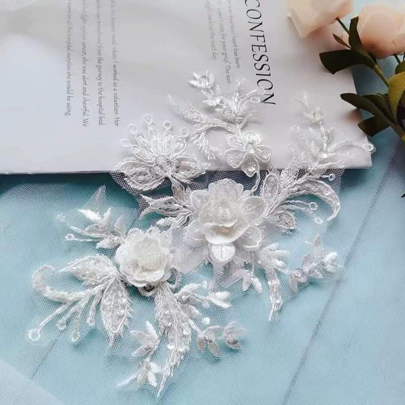 Three-Dimensional Lace Embroidery Lace Flower Handmade Diy Flower Accessories Headgear Clothes Decoration Nail Beads Clothing Accessories