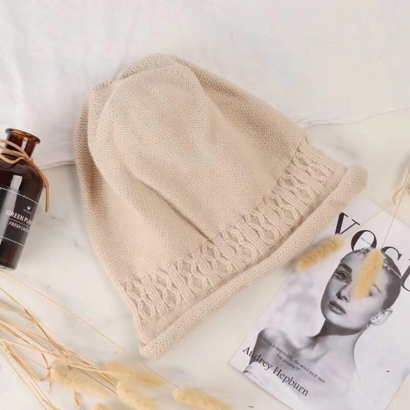 Autumn and Winter Woolen Hats Pile Hats Cold Hats Couple Baotou Hats Knitted Hats Spring and Autumn Confinement Hats Big Head Circumference