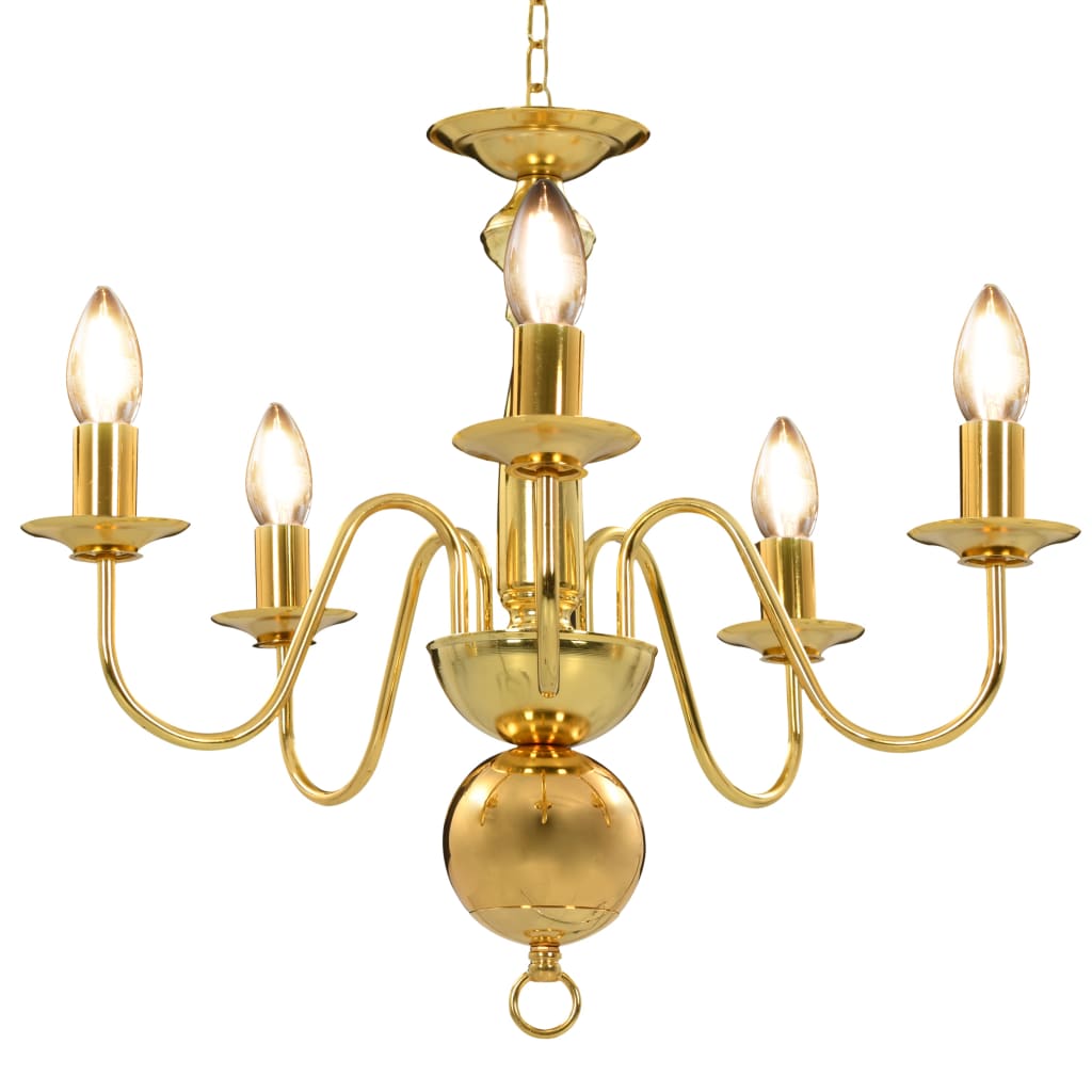 Lustre Dourado com 5 x Soquetes para Lâmpada E14