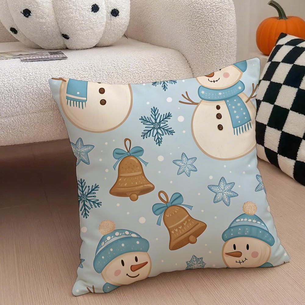 happy snowman funny casual cute  Cushion Cover Throw Pillow Cover Hidden Button Durable Polyester Chair Cushion
