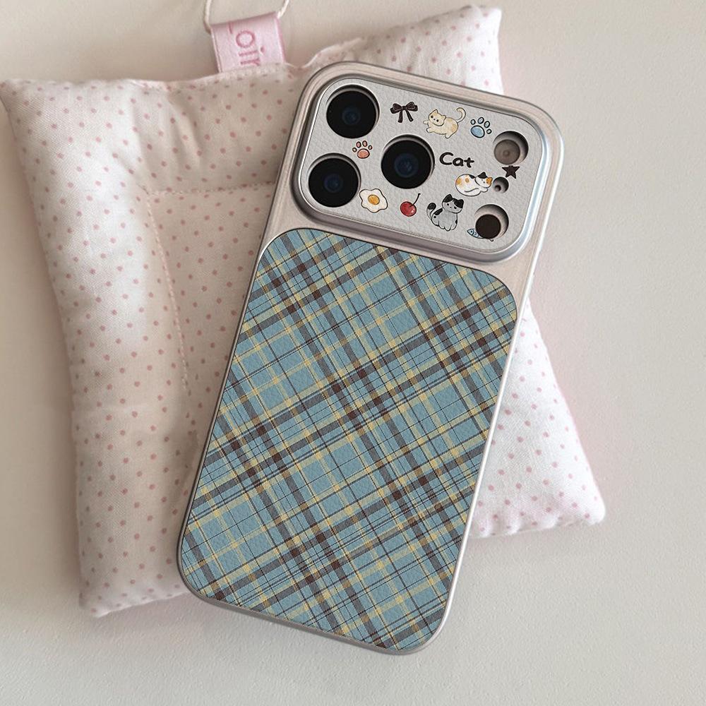 Tilt plaid is suitable for Apple 17 mobile phone case iPhone15promax all-inclusive 16Pro leather pattern 14 simple ins